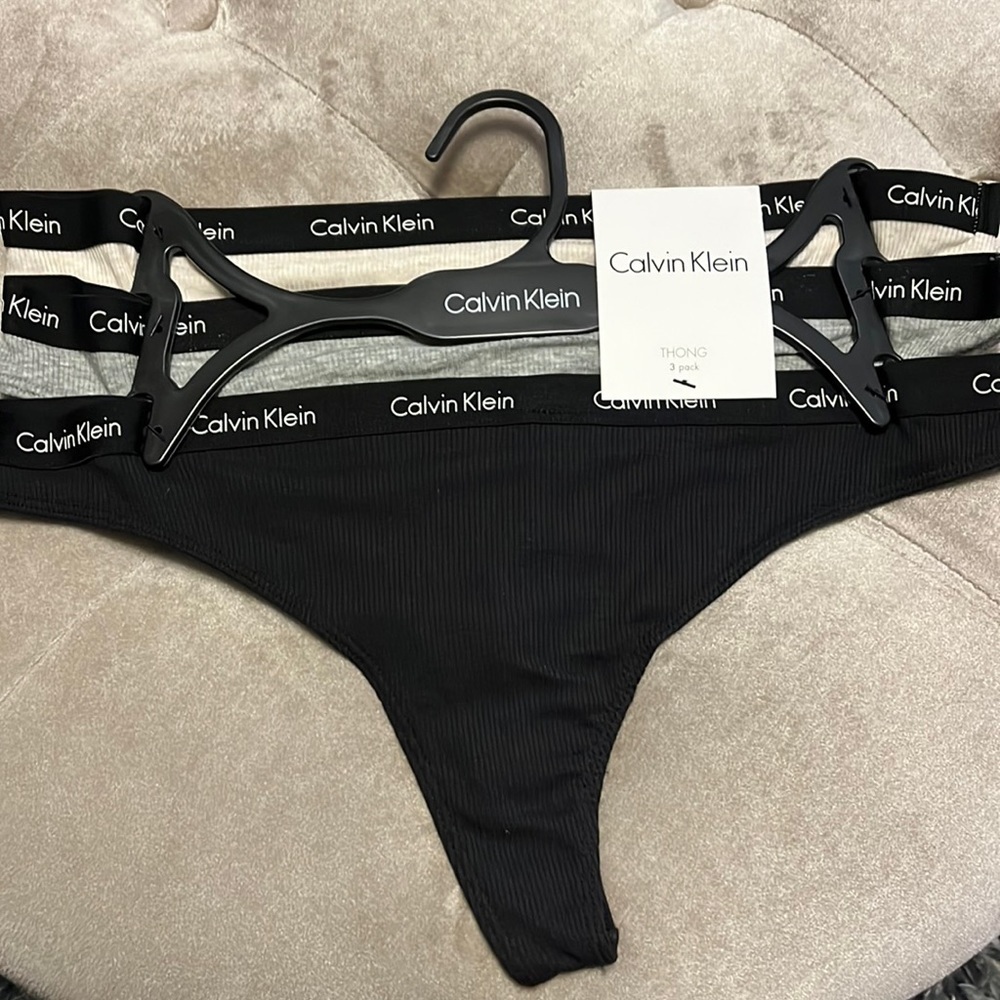 Calvin Klein ribbed thong panties, 3 pack